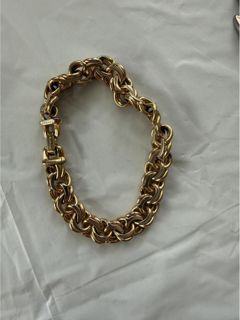 Vintage MONET signed gold plate link chain bracelet